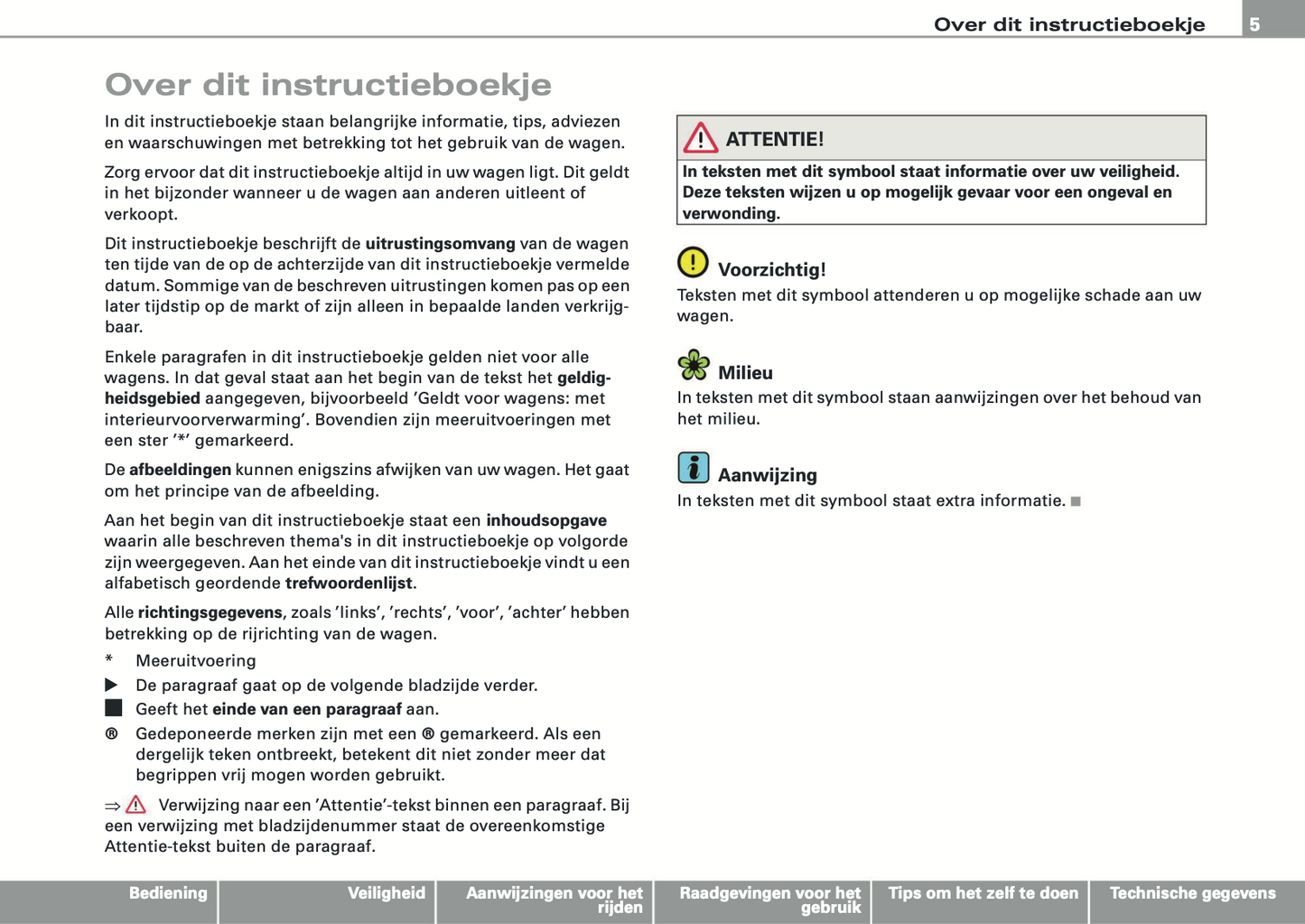 2008 Audi A5 Cabriolet Owner's Manual | Dutch