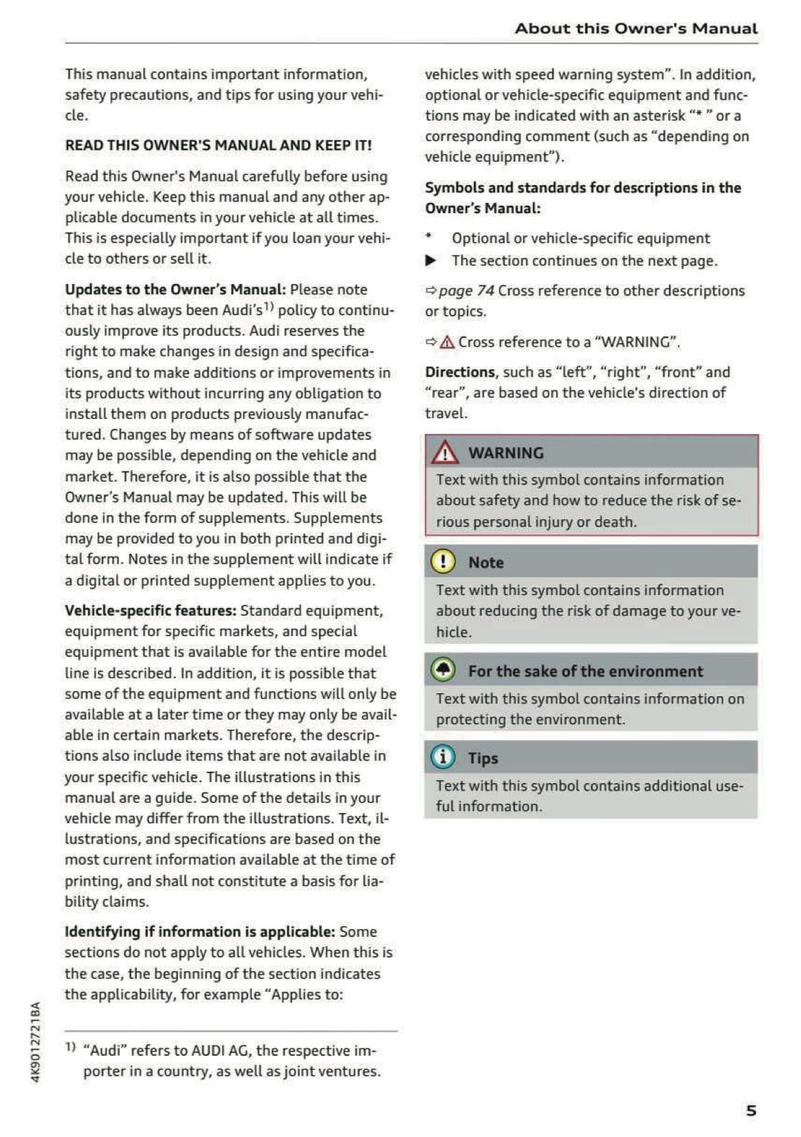 2024 Audi A7 Owner's Manual | English US