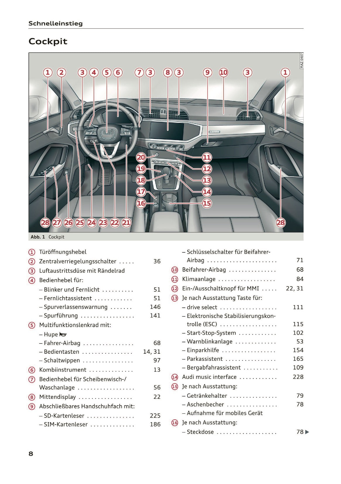 2019-2020 Audi Q3/RS Q3 Bedienungsanleitung | Deutsch