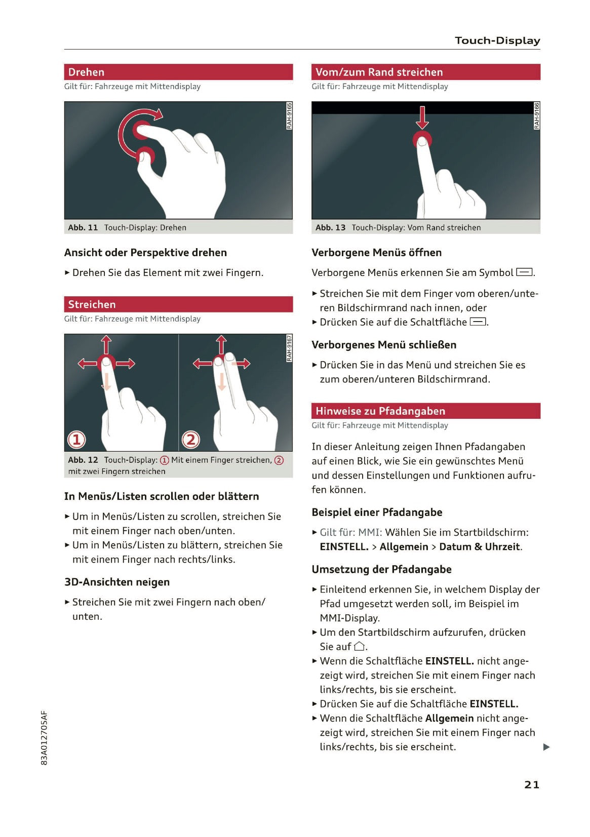 2019-2020 Audi Q3/RS Q3 Bedienungsanleitung | Deutsch