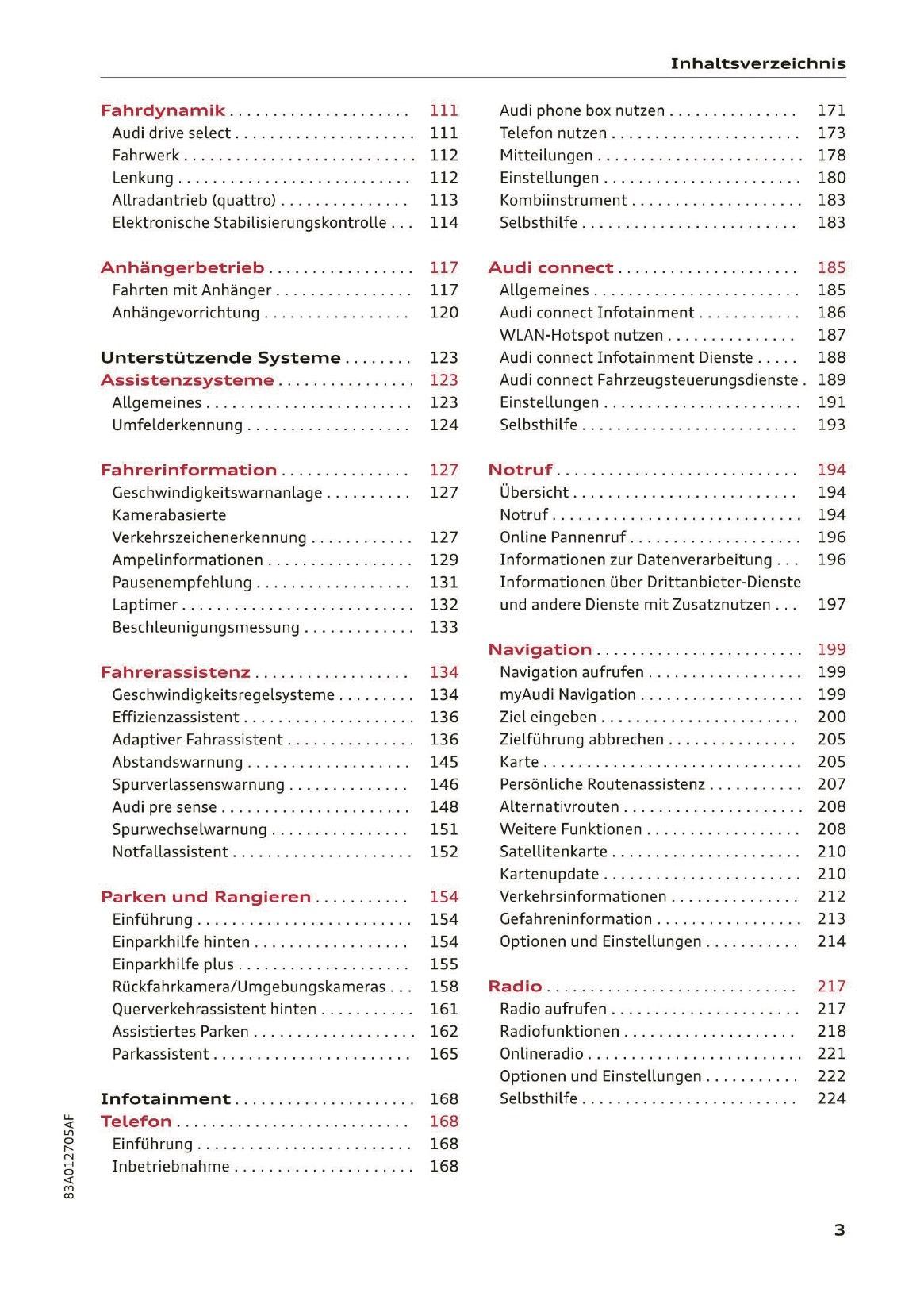 2019-2020 Audi Q3/RS Q3 Bedienungsanleitung | Deutsch