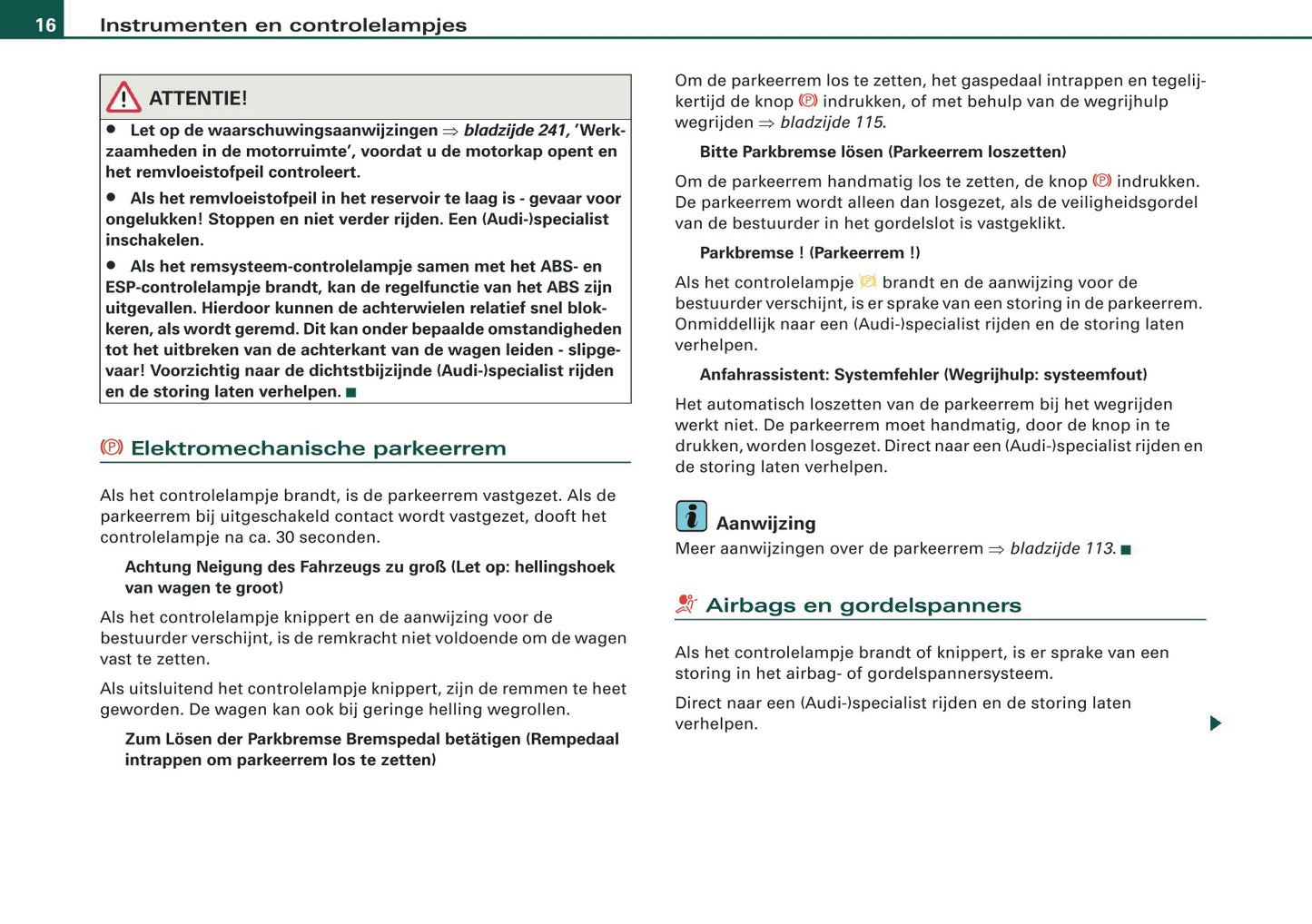 2009 Audi Q5 Owner's Manual | Dutch