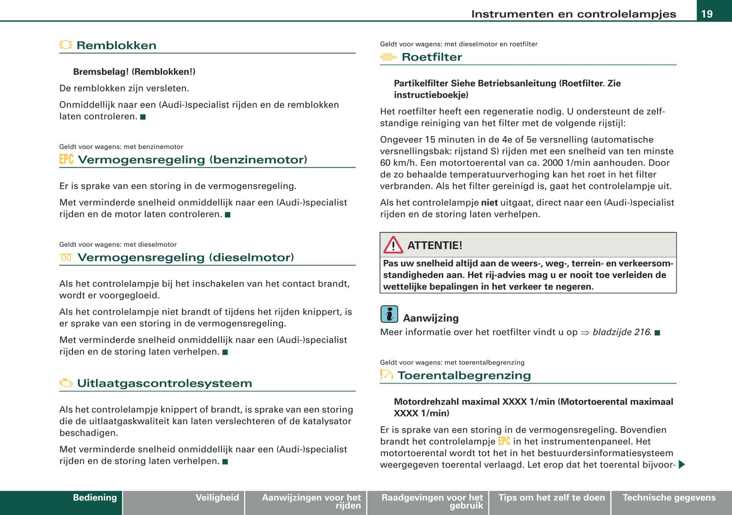 2009 Audi Q5 Owner's Manual | Dutch