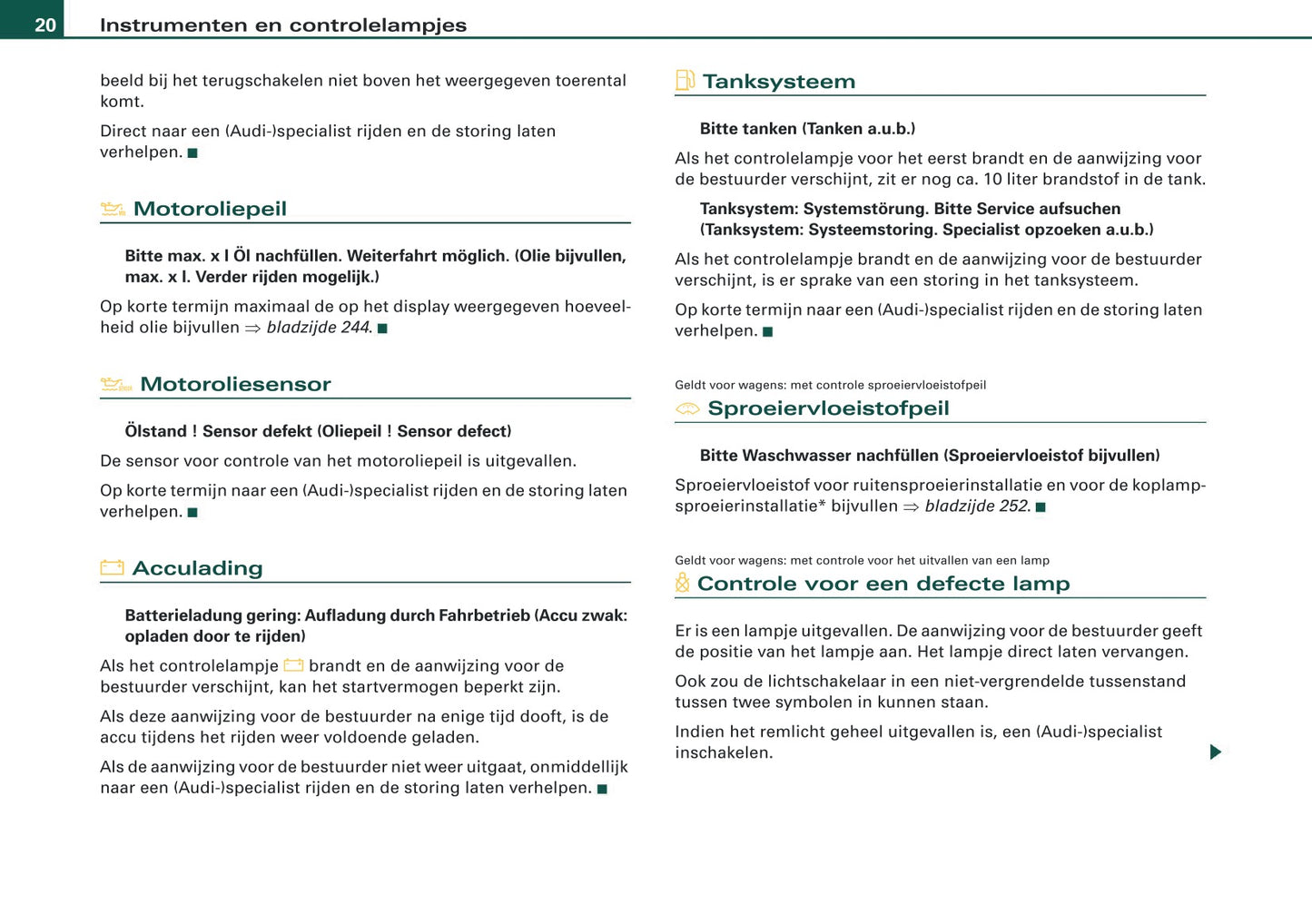 2009 Audi Q5 Owner's Manual | Dutch