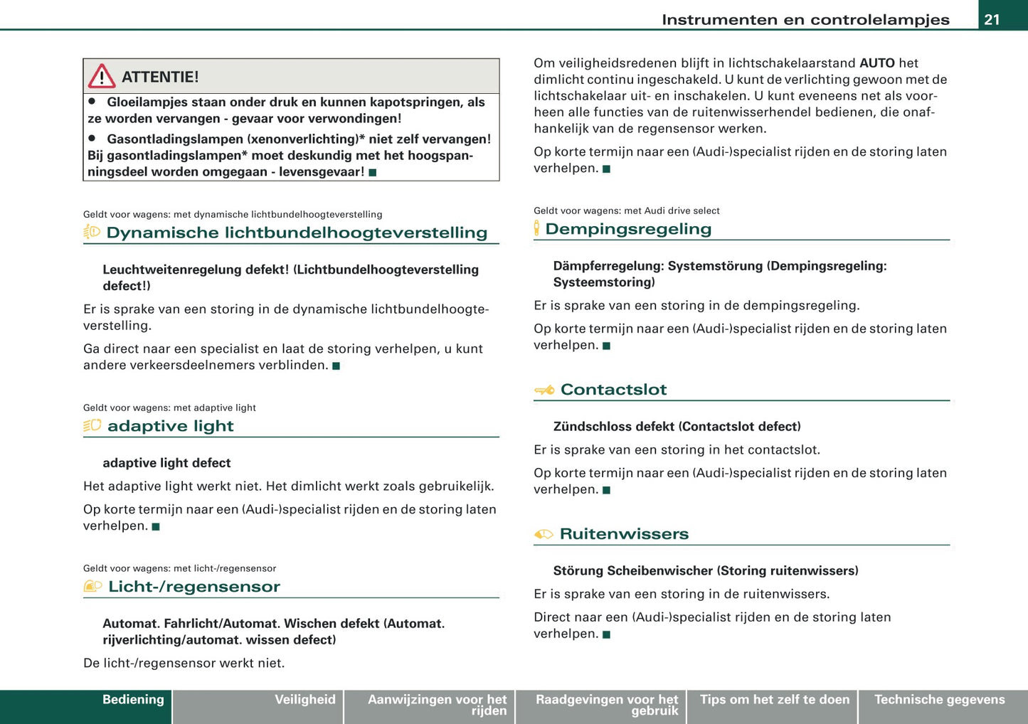 2009 Audi Q5 Owner's Manual | Dutch