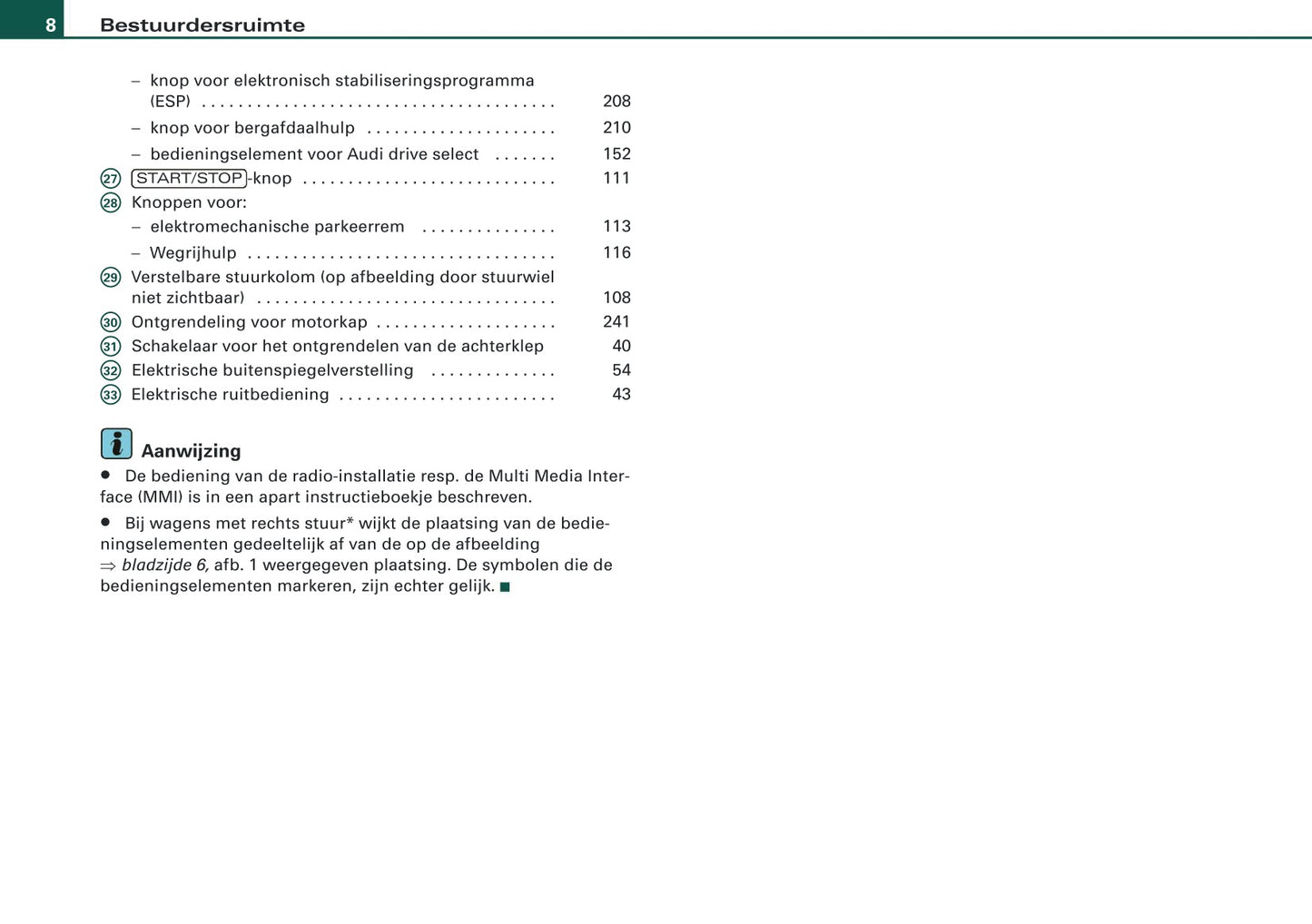 2009 Audi Q5 Owner's Manual | Dutch