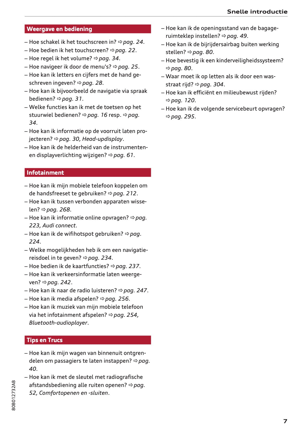 2020-2021 Audi Q5 Owner's Manual | Dutch