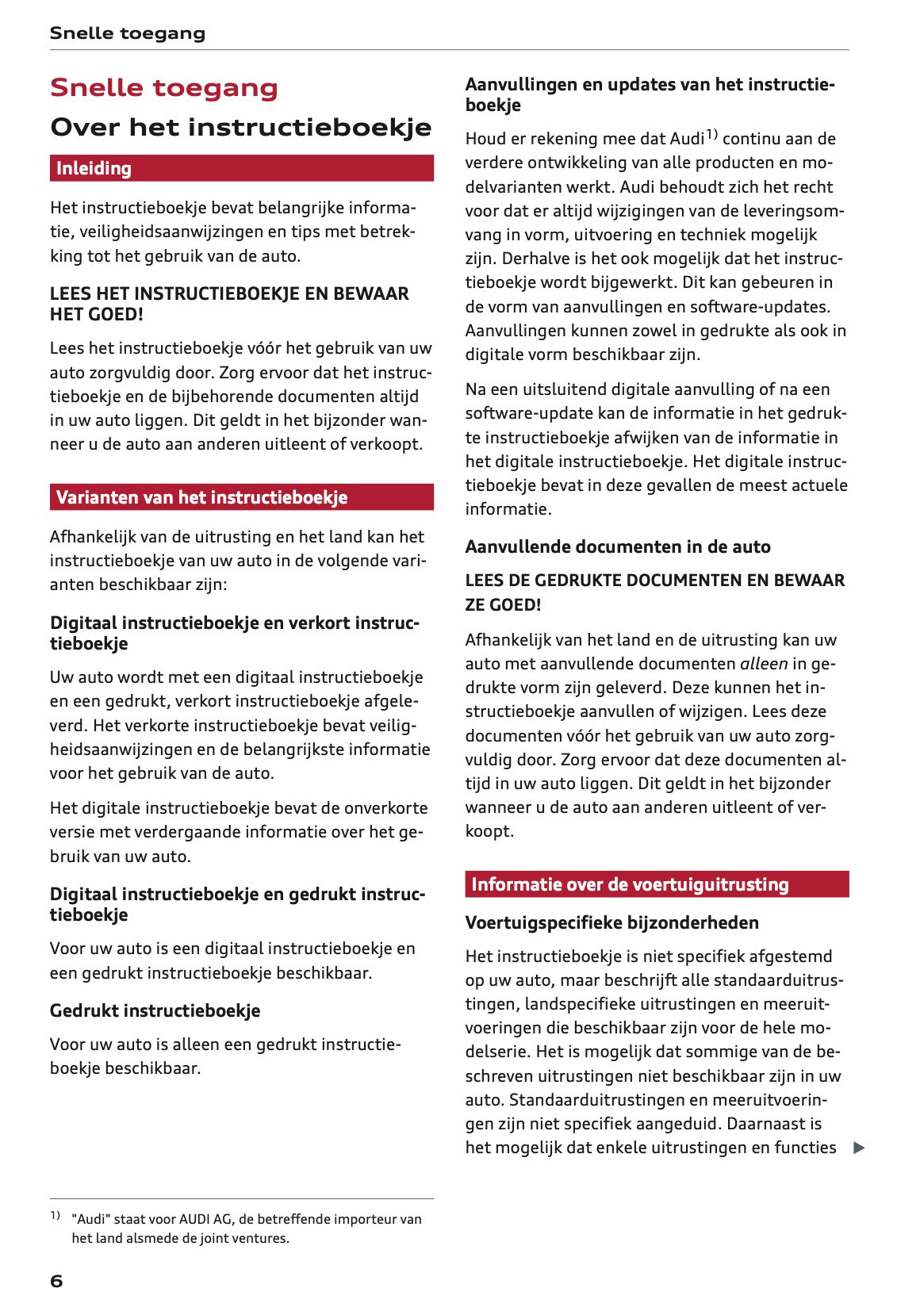 2025 Audi Q6 e-tron Owner's Manual | Dutch