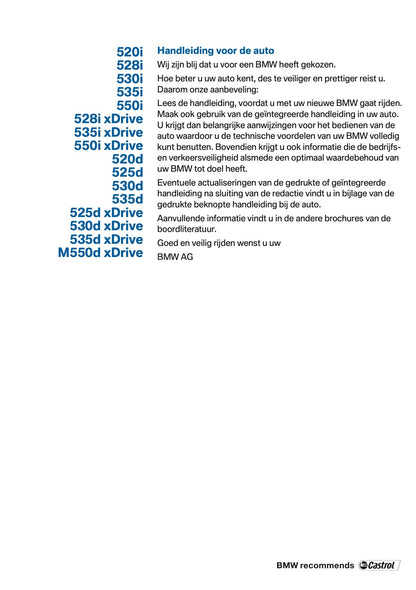 2012 BMW 5 Series Owner's Manual | Dutch