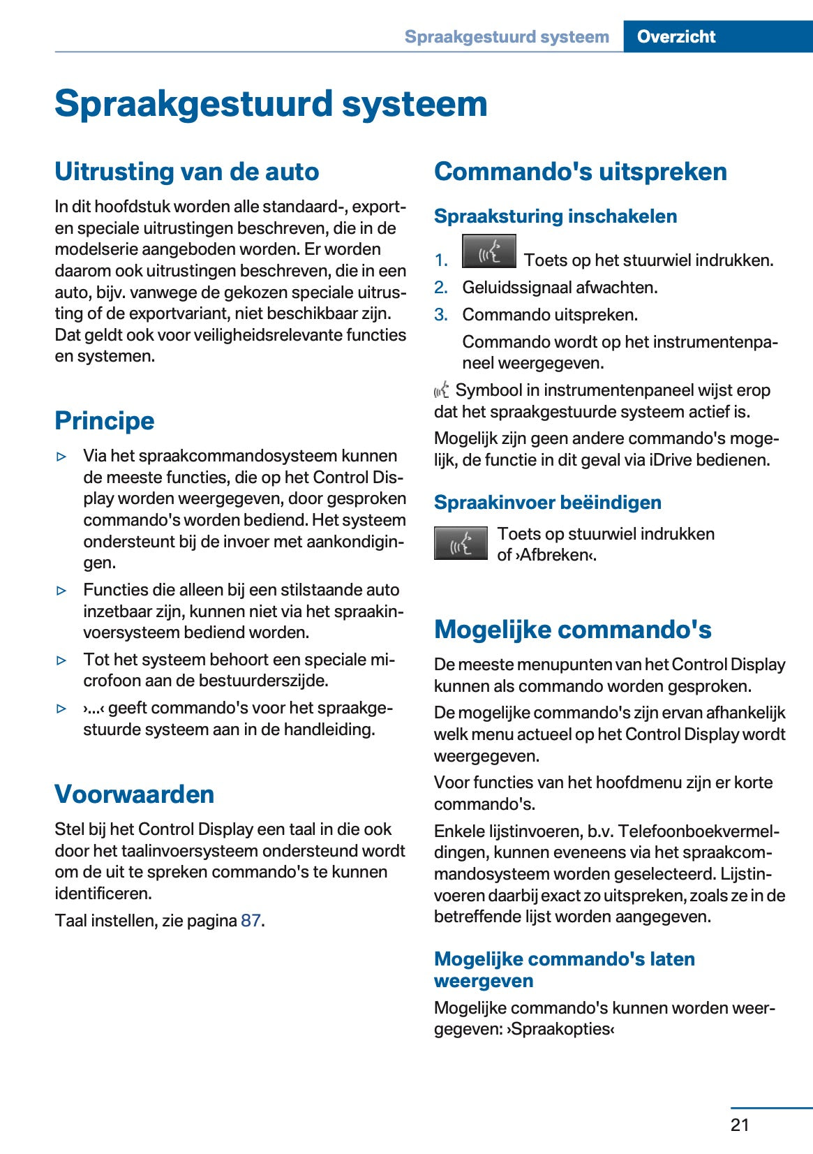 2012 BMW 5 Series Owner's Manual | Dutch