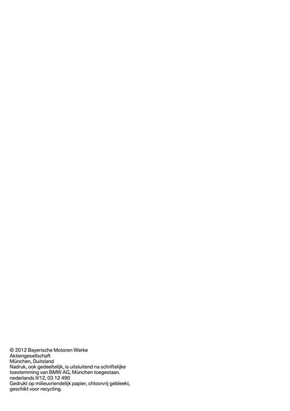 2012 BMW 5 Series Owner's Manual | Dutch