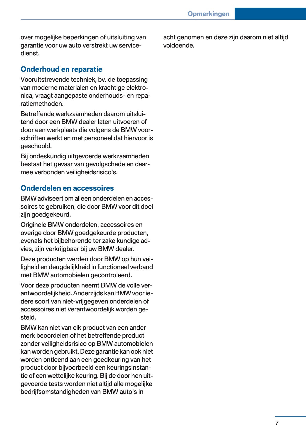 2012 BMW 5 Series Owner's Manual | Dutch