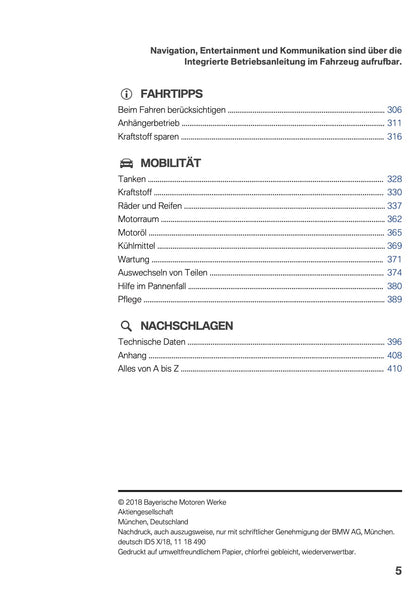 2018 BMW 5 Series Touring Bedienungsanleitung | Deutsch