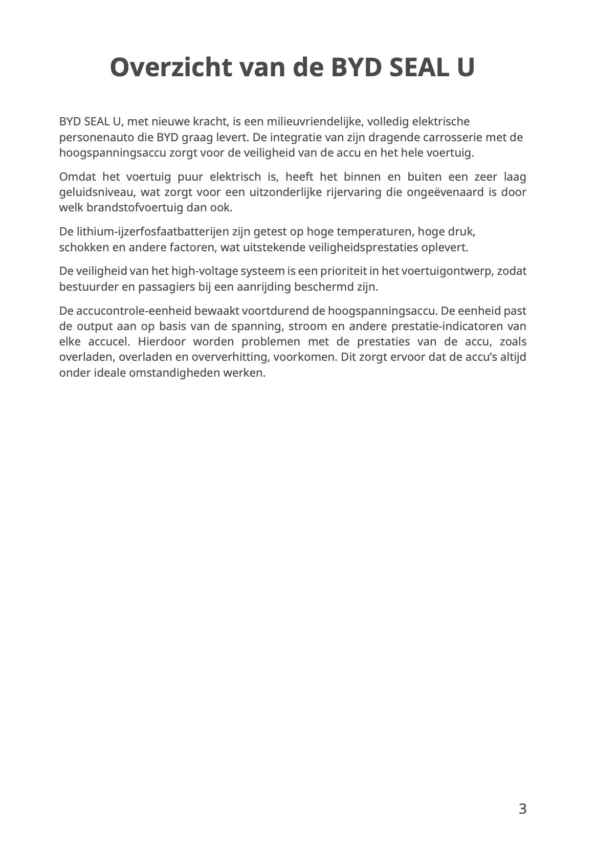2023-2026 BYD Seal U EV Owner's Manual | Dutch