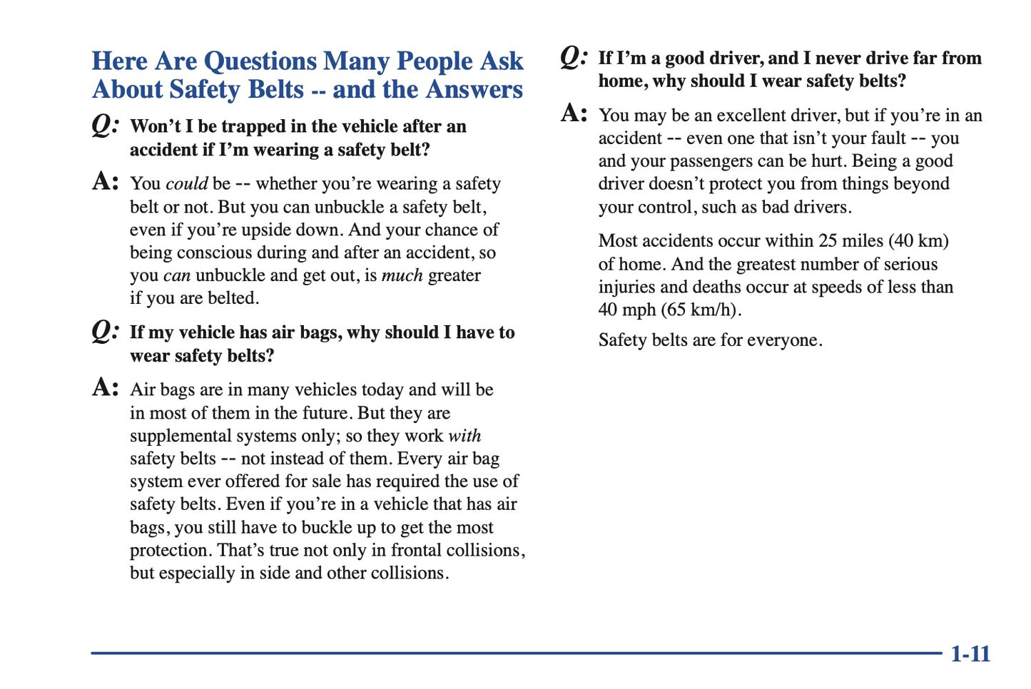 2000 Chevrolet Camaro Owner's Manual | English US