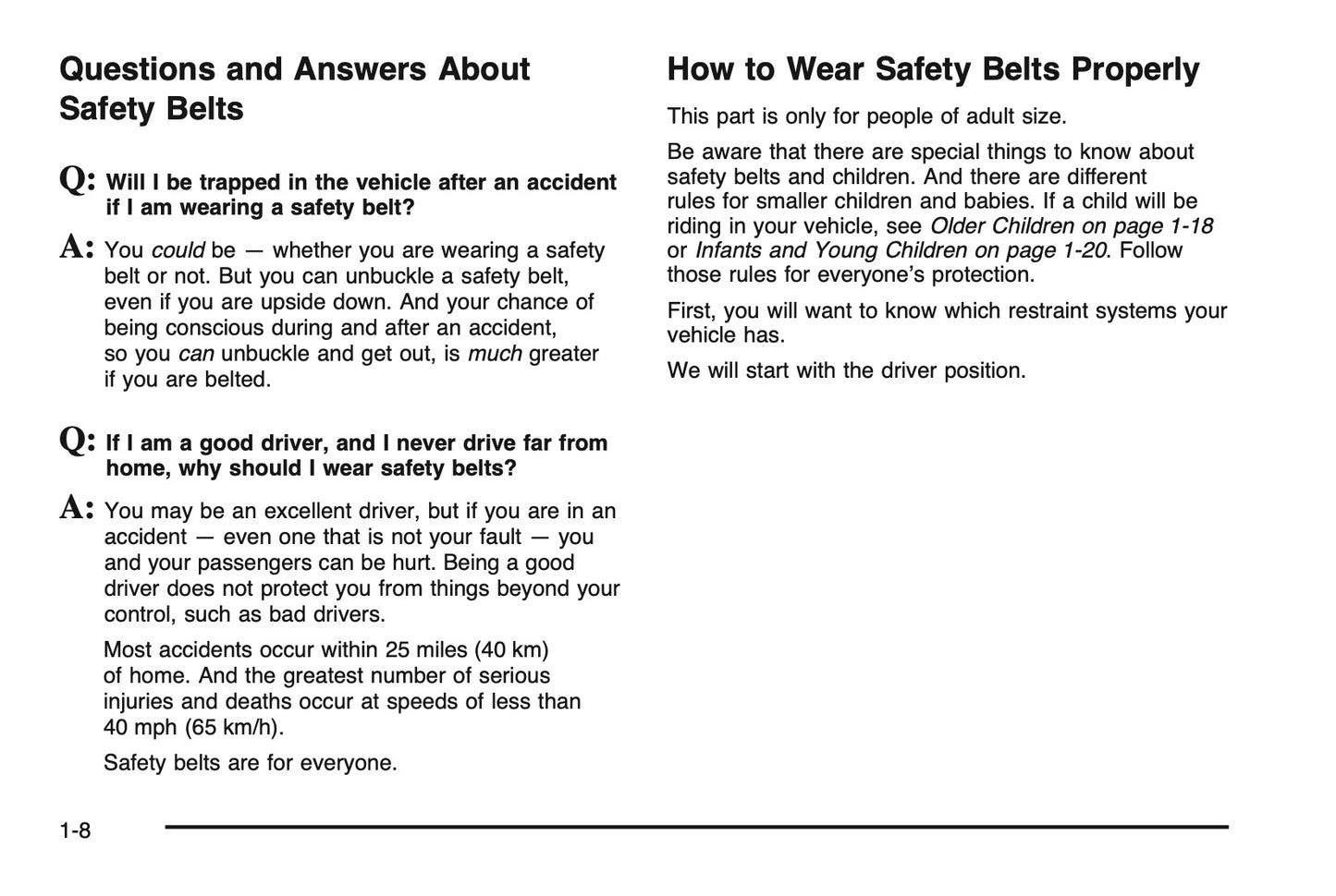 2005 Chevrolet T-Series Owner's Manual | English US
