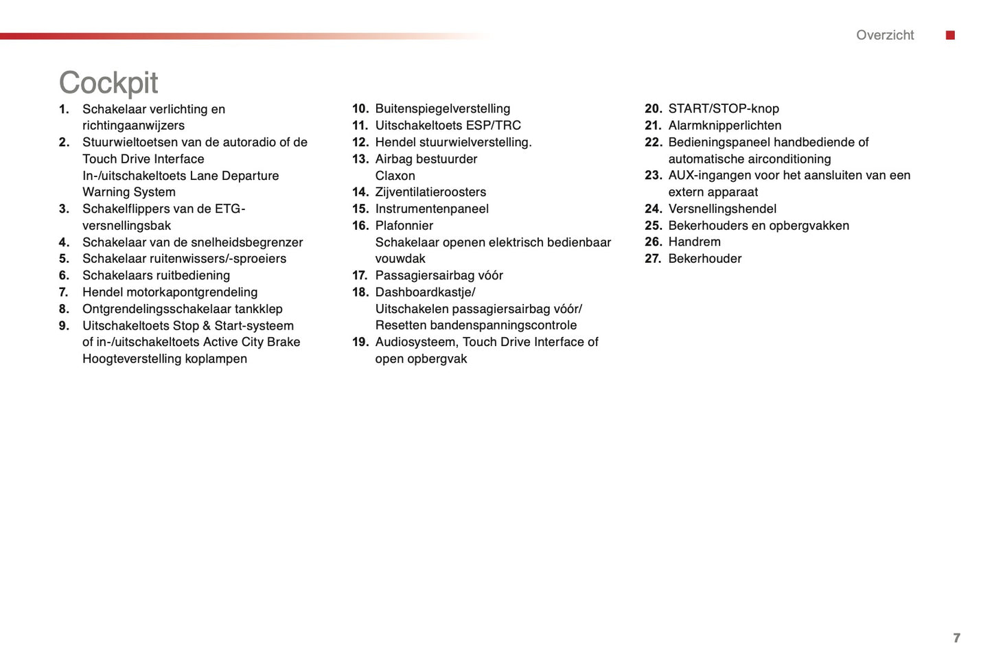 2015-2016 Citroën C1 Owner's Manual | Dutch
