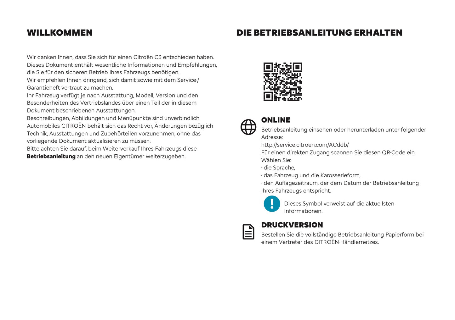 2026 Citroën C3 Bedienungsanleitung | Deutsch
