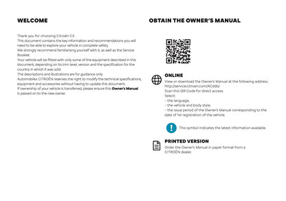 2026 Citroën C3 Owner's Manual | English