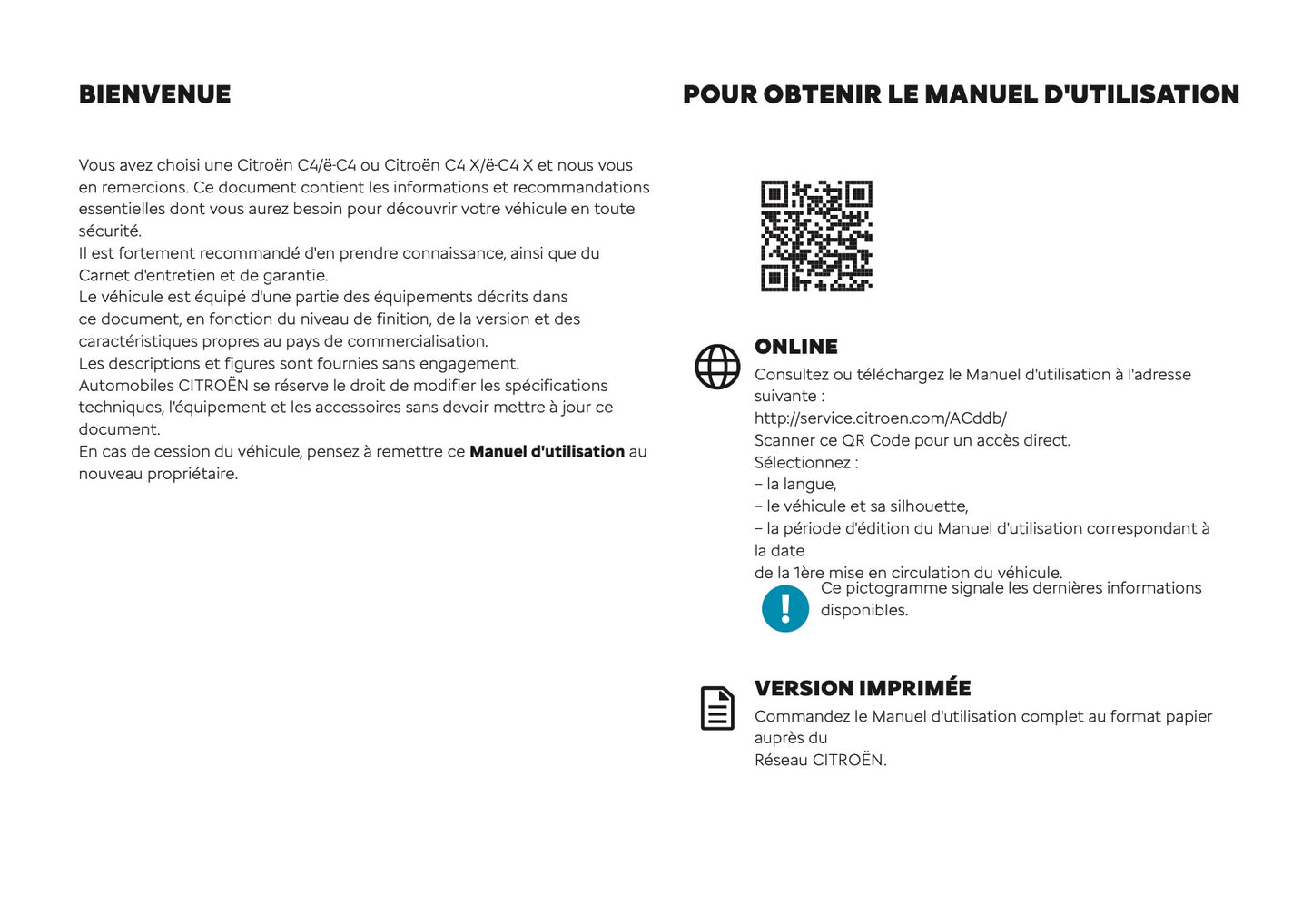 2025 Citroën C4/C4 X Owner's Manual | French