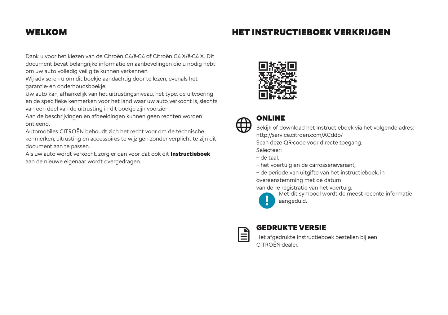 2026 Citroën C4/C4 X Owner's Manual | Dutch