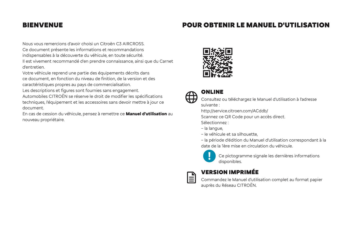 2026 Citroën C5 Aircross Owner's Manual | French