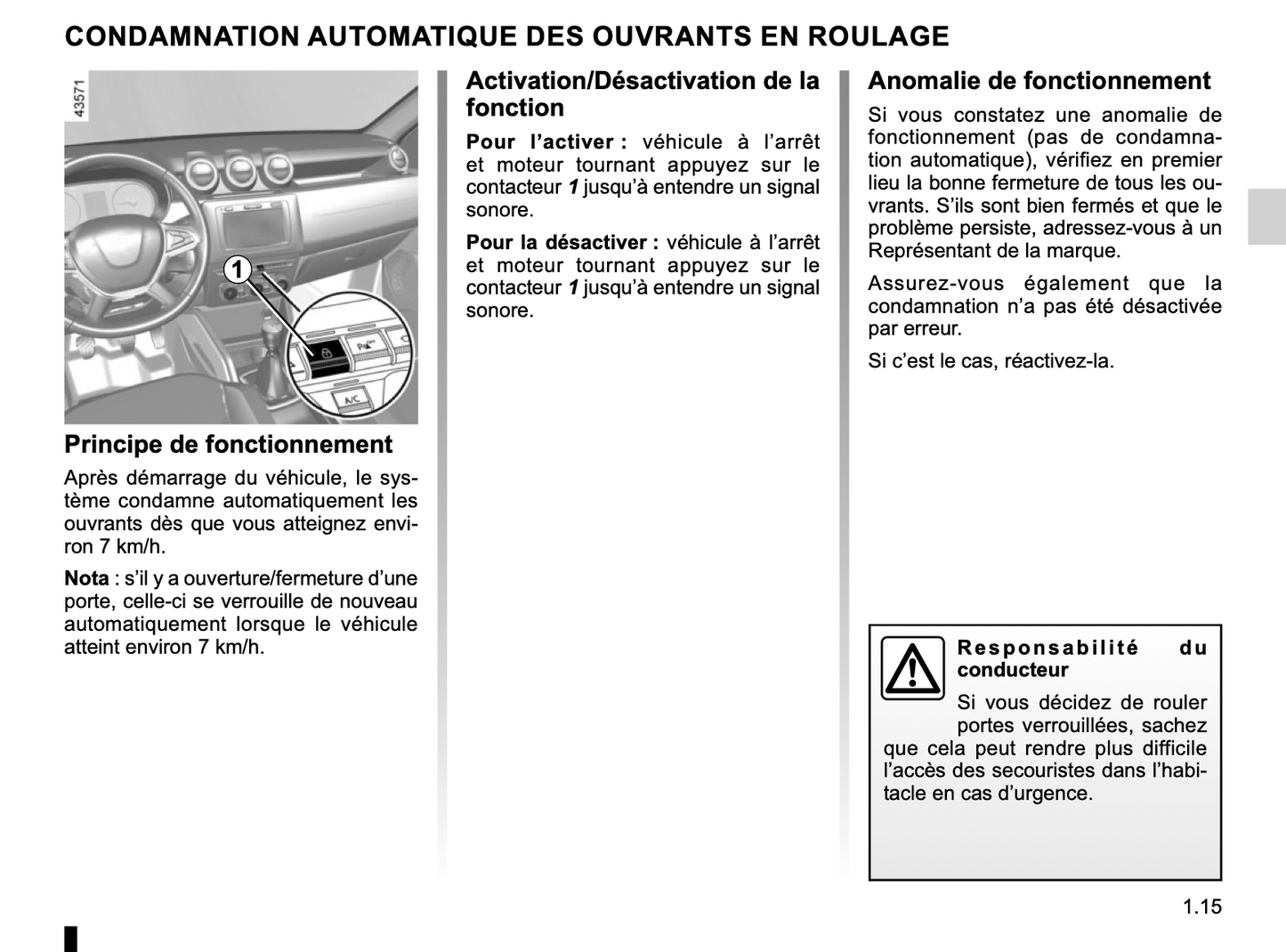 2022-2024 Dacia Duster Owner's Manual | French