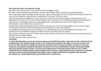 2025 Fiat 500e Bedienungsanleitung | Deutsch