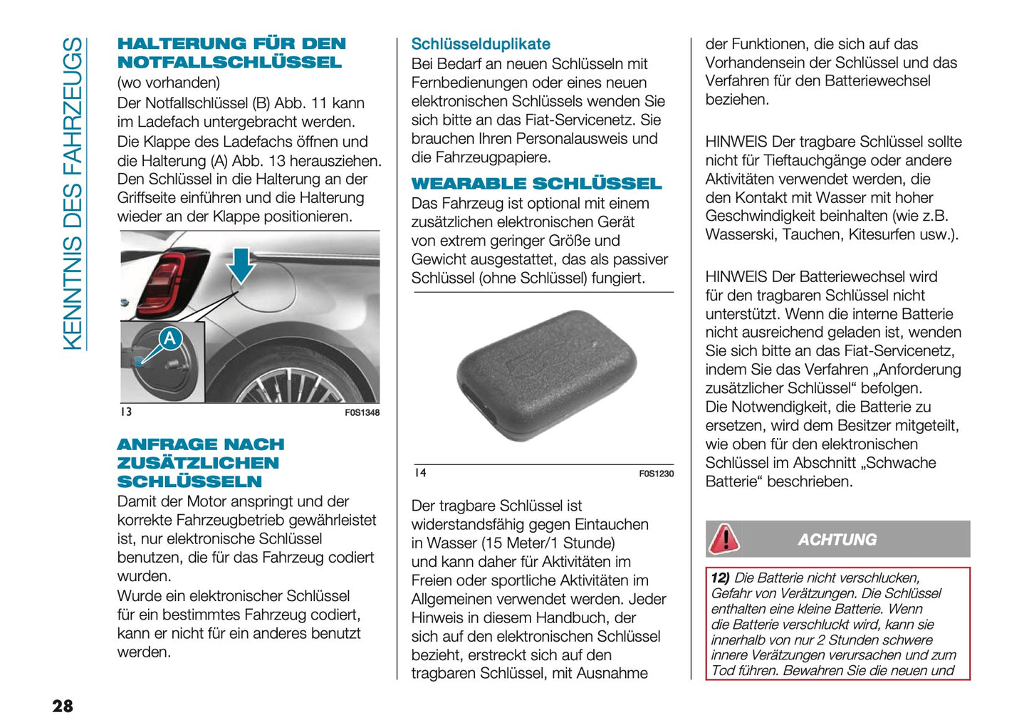 2026 Fiat 500 Bedienungsanleitung | Deutsch
