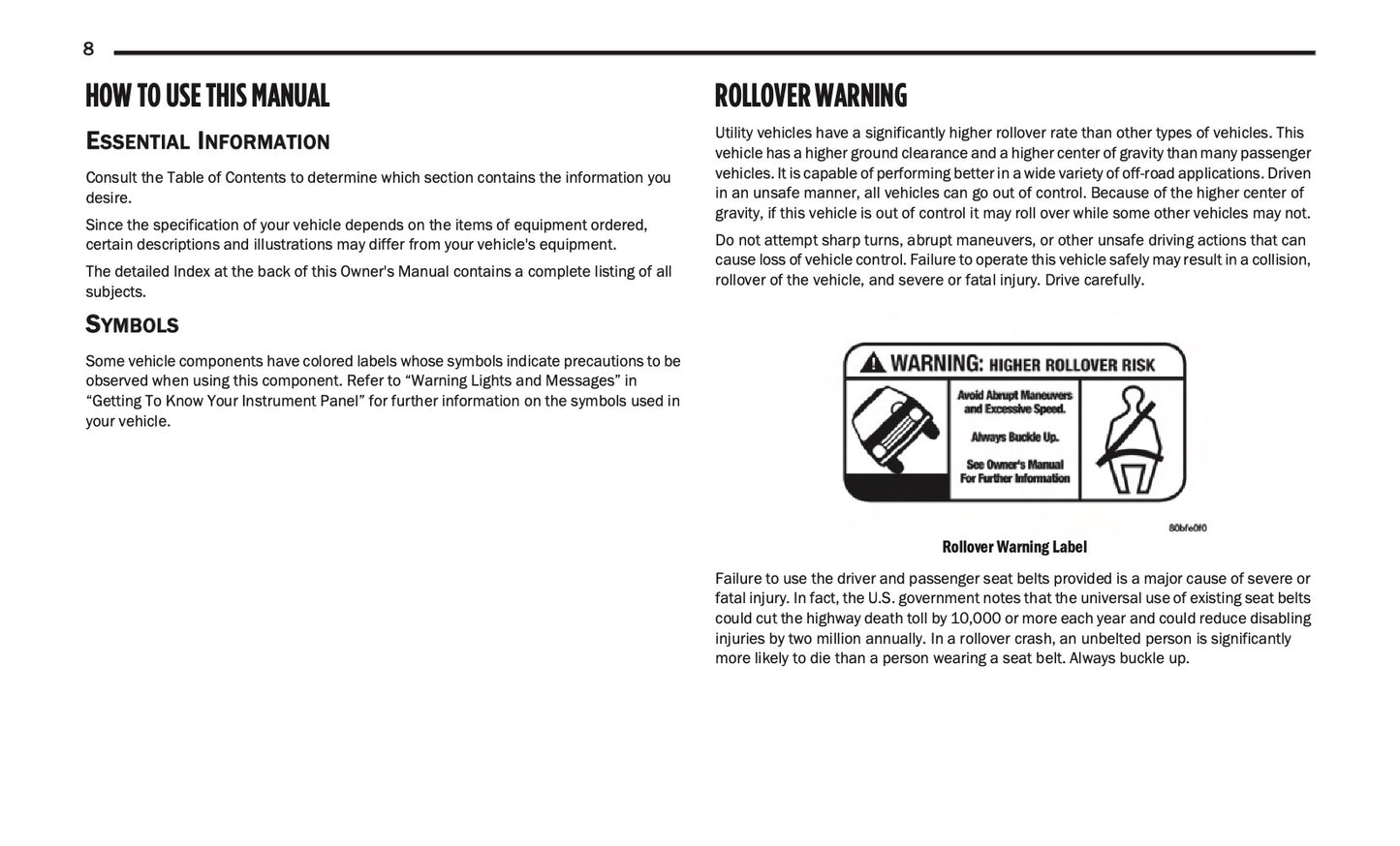 2020 Fiat 500X Owner's Manual | English US