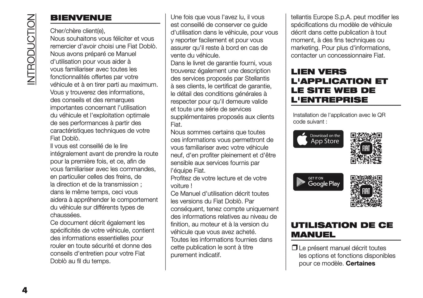 2025 Fiat Doblò Owner's Manual | French