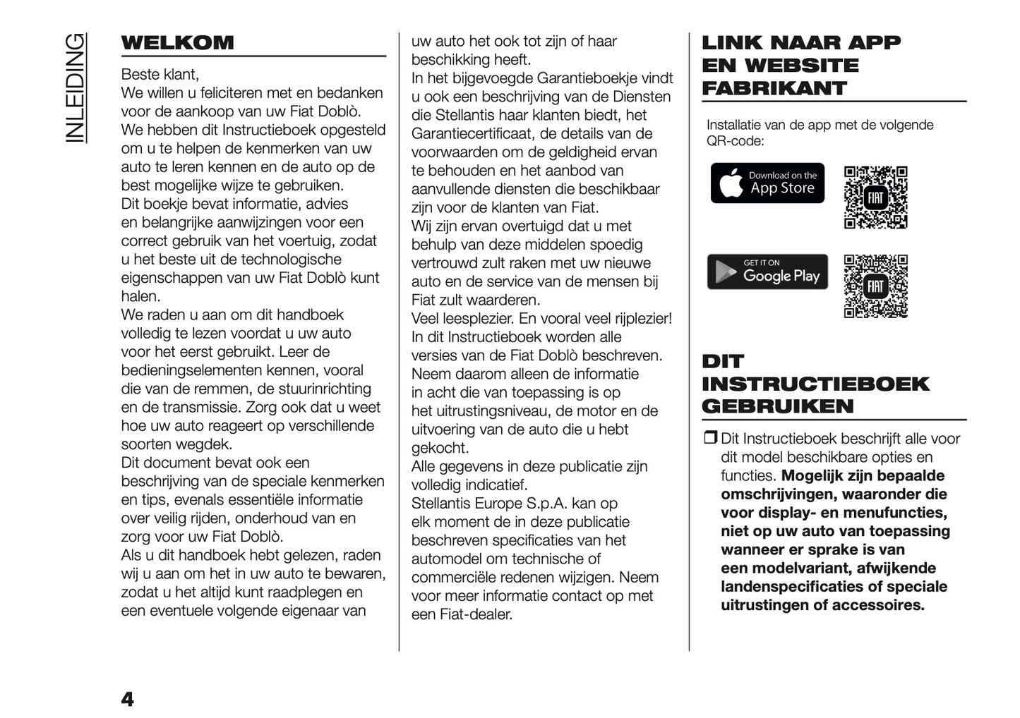 2026 Fiat Doblò Owner's Manual | Dutch