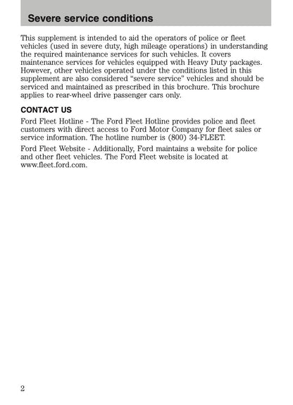 2009-2011 Ford Crown Victoria Police Fleet Supplement Manual | English US