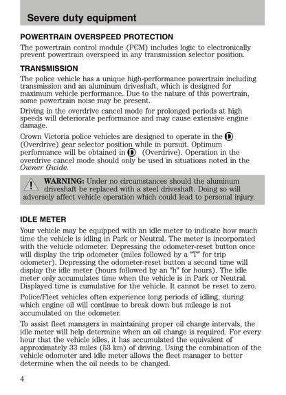 2009-2011 Ford Crown Victoria Police Fleet Supplement Manual | English US