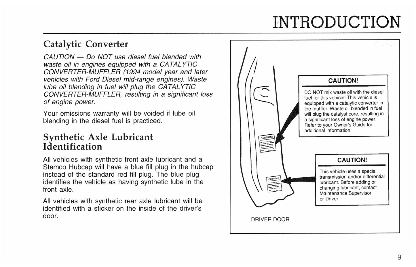 1996 Ford F-Series Diesel/B-Series Diesel Owner's Manual | English