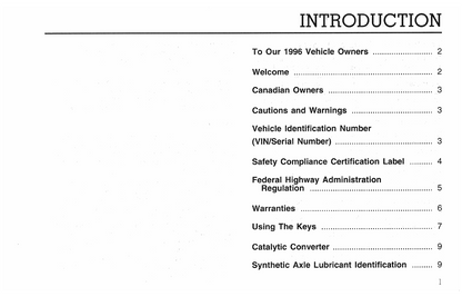 1996 Ford F-Series Diesel/B-Series Diesel Owner's Manual | English