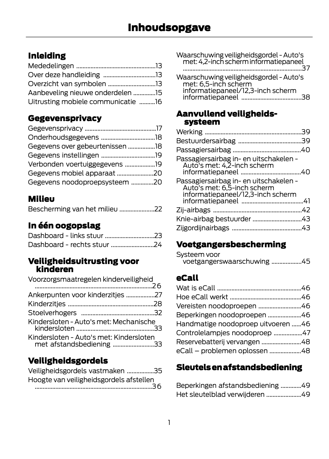 2021-2022 Ford Kuga Owner's Manual | Dutch