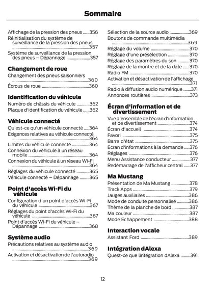 2025-2026 Ford Mustang Owner's Manual | French