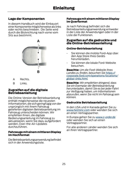 2024-2025 Ford Ranger Bedienungsanleitung | Deutsch