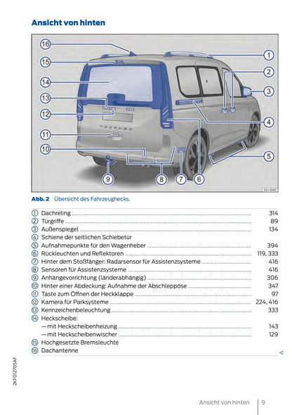 2024-2025 Ford Tourneo Connect/Transit Connect Bedienungsanleitung | Deutsch