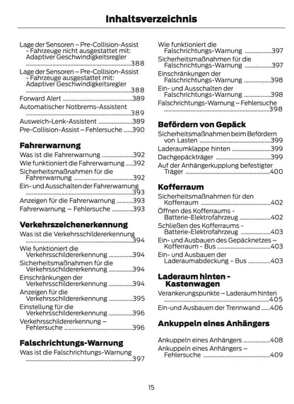 2024-2025 Ford Tourneo Courier/Transit Courier Bedienungsanleitung | Deutsch