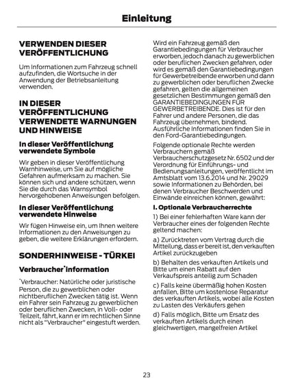 2024-2025 Ford Tourneo Courier/Transit Courier Bedienungsanleitung | Deutsch