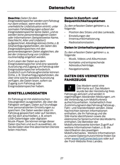 2024-2025 Ford Tourneo Courier/Transit Courier Bedienungsanleitung | Deutsch