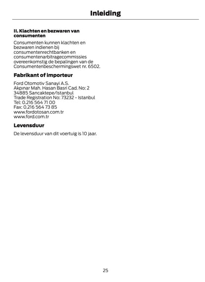 2026 Ford Tourneo Courier/Transit Courier Owner's Manual | Dutch