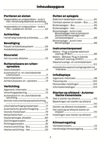 2021-2024 Ford Tourneo Custom/Transit Custom Owner's Manual | Dutch