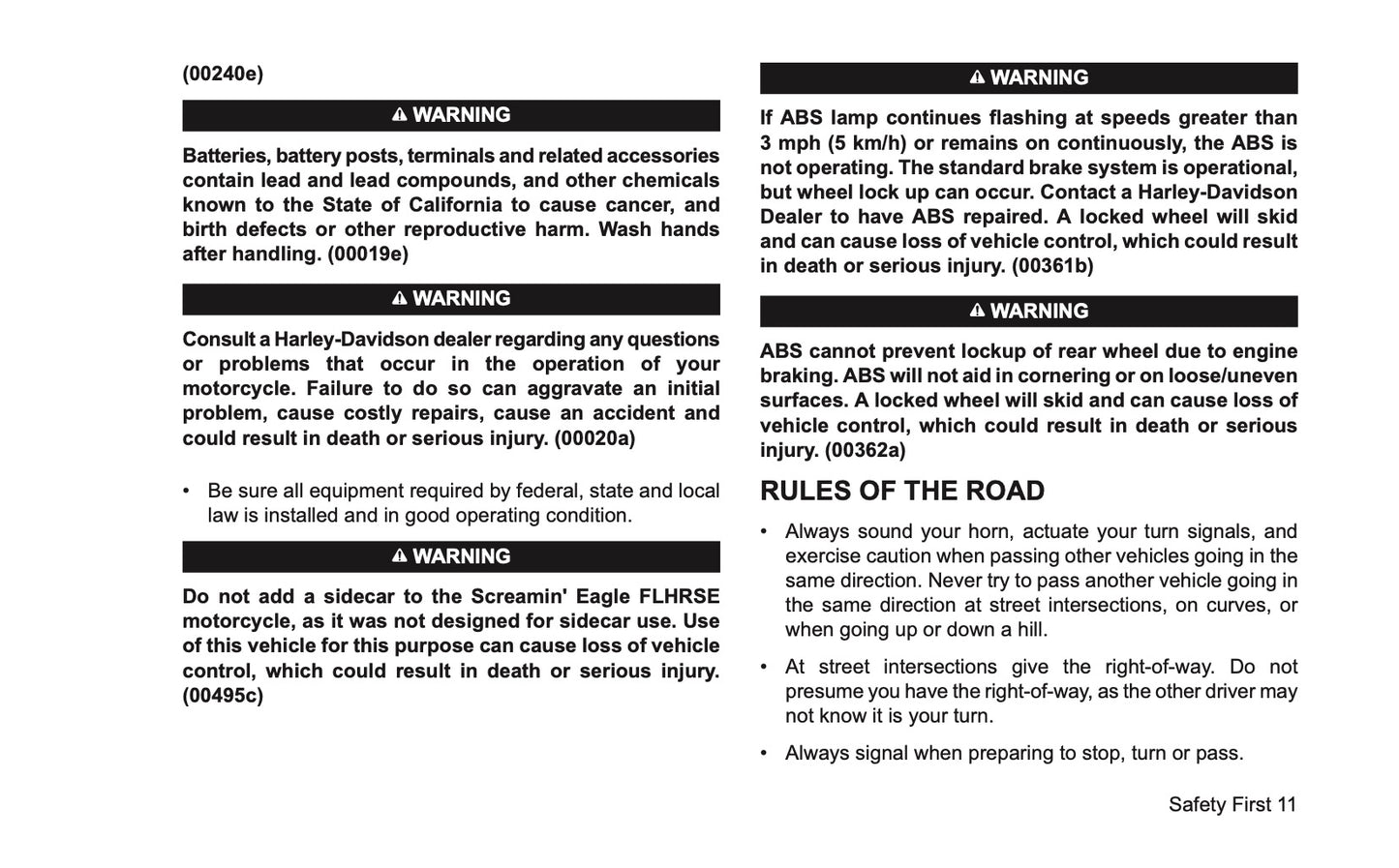 2008 Harley-Davidson FLHRSE4 Owner's Manual | English US