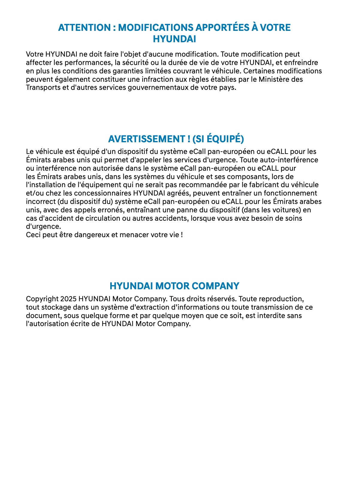 2026 Hyundai Nexo Owner's Manual | French