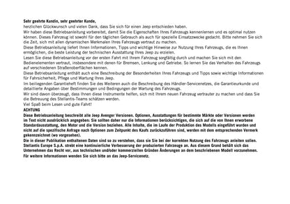 2025 Jeep Avenger Bedienungsanleitung | Deutsch