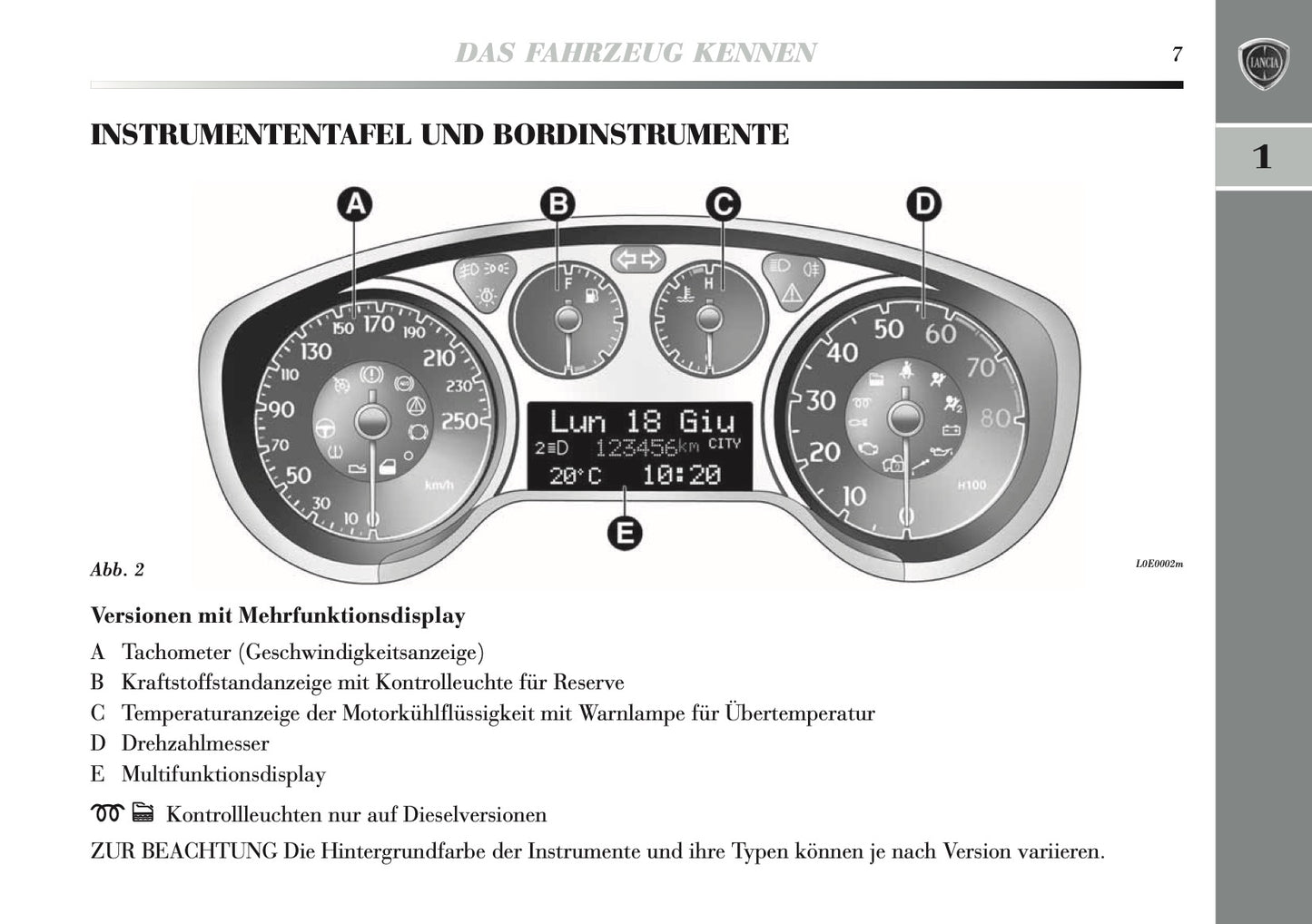 2010-2011 Lancia Delta Bedienungsanleitung | Deutsch