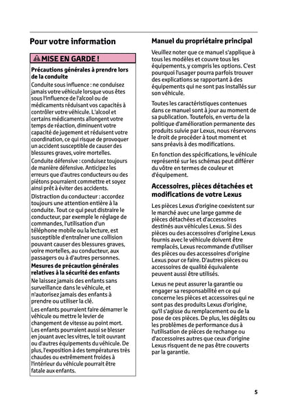 2025-2026 Lexus LBX Owner's Manual | French